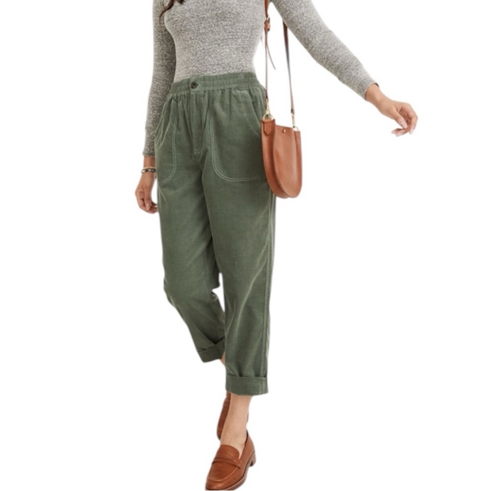 Madewell Huston Tapered Pull On Crop pants sage green - Picture 1 of 6